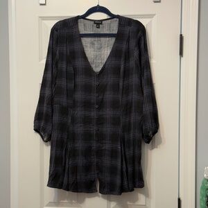 Torried 3/4 Sleeve Plaid Tunic Top